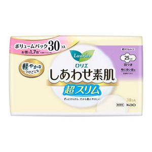 ロリエ　しあわせ素肌　ボリュームパック　超スリム　特に多い昼用２５ｃｍ　羽つき　３０個