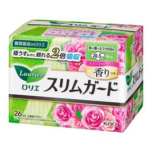 ロリエ　スリムガード　スイートローズの香り　多い昼～ふつうの日用羽つき　２６コ入