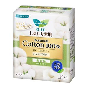 ロリエ　しあわせ素肌パンティライナー　Ｂｏｔａｎｉｃａｌ　Ｃｏｔｔｏｎ１００％　天然消臭（無香料）　５４コ入