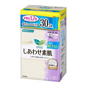 ロリエ　しあわせ素肌　ボリュームパック　超スリム　特に多い昼用２５ｃｍ　羽つき　３０個