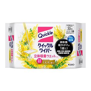 クイックルワイパー　立体吸着ウエットシート　ミモザの香り　３２枚入